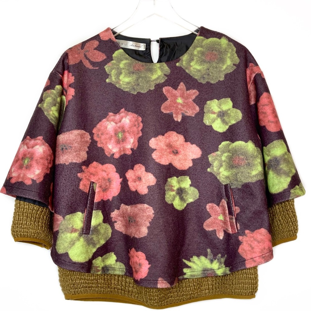 Mixed Media Swing Top Floral Knit